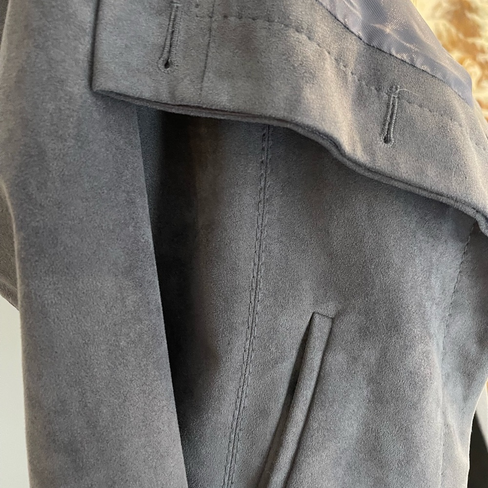 BCBGMaxAzria Gray Suede Asymmetrical Jacket - Picture 5 of 7